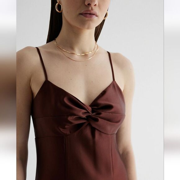 Satin Floral Twist Front Maxi Dress - Small - Picture 5 of 12